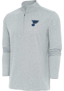 Antigua St Louis Blues Mens Grey HUNK Long Sleeve 1/4 Zip Pullover