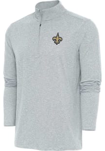 Antigua New Orleans Saints Mens Grey HUNK Long Sleeve 1/4 Zip Pullover
