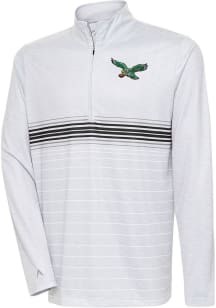 Antigua Philadelphia Eagles Mens Grey BULLSEYE Long Sleeve 1/4 Zip Pullover
