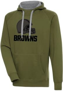 Antigua Cleveland Browns Mens Olive VICTORY Long Sleeve Hoodie