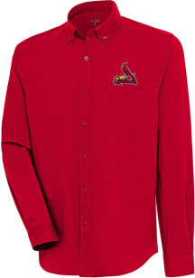 Antigua St Louis Cardinals Mens Red Flight Long Sleeve Dress Shirt