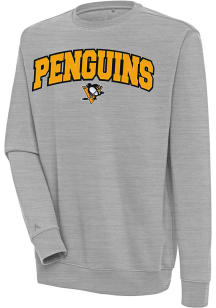 Antigua Pittsburgh Penguins Mens Grey Victory Long Sleeve Crew Sweatshirt