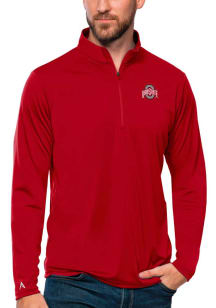Antigua Ohio State Buckeyes Mens Red Tribute Long Sleeve 1/4 Zip Pullover