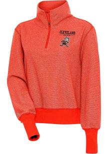 Antigua Cleveland Browns Womens Orange Upgrade 1/4 Zip Pullover