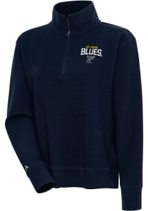 Antigua St Louis Blues Womens Navy Blue Portal 1/4 Zip Pullover