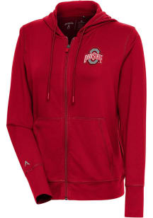 Antigua Ohio State Buckeyes Womens Red Moving Long Sleeve Full Zip Jacket