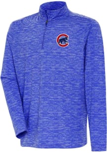 Antigua Chicago Cubs Mens Blue Determined Watercolor Long Sleeve Qtr Zip Pullover