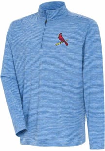 Antigua St Louis Cardinals Mens Light Blue Determined Watercolor Long Sleeve Qtr Zip Pullover