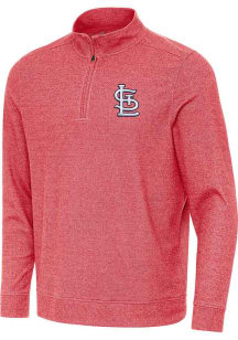 Antigua St Louis Cardinals Mens Red Subtle Buffed Long Sleeve Qtr Zip Pullover