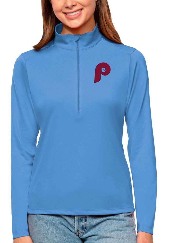 Philadelphia Phillies Antigua Womens Light Blue Tribute Qzip Long