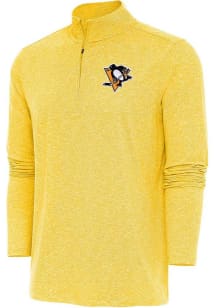 Antigua Pittsburgh Penguins Mens Gold HUNK Long Sleeve 1/4 Zip Pullover