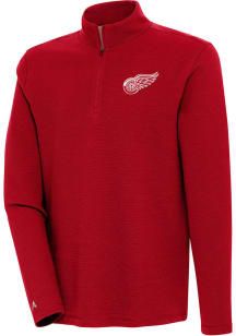 Antigua Detroit Red Wings Mens Red SHORE BUNKER Long Sleeve 1/4 Zip Fashion Pullover