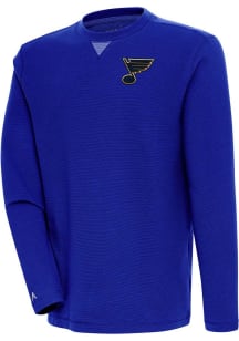 Antigua St Louis Blues Mens Blue FLIER BUNKER Long Sleeve Crew Sweatshirt