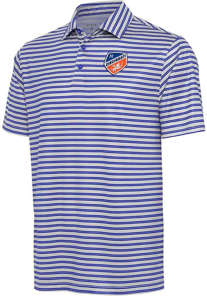 Antigua FC Cincinnati Mens Blue THE TURN Short Sleeve Polo