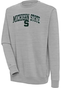 Mens Michigan State Spartans Grey Antigua Victory Crew Sweatshirt