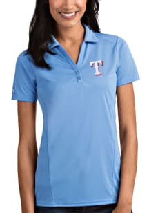 Antigua Texas Rangers Womens Light Blue Tribute Short Sleeve Polo Shirt
