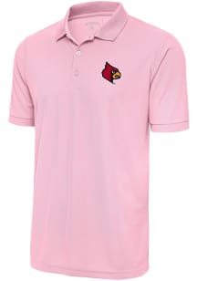 Antigua Louisville Cardinals Mens Pink Legacy Short Sleeve Polo