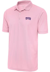 Antigua TCU Horned Frogs Mens Pink Legacy Short Sleeve Polo