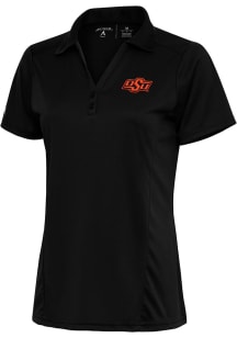 Antigua Oklahoma State Cowboys Womens Black Tribute Short Sleeve Polo Shirt