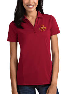 Antigua Iowa State Cyclones Womens Cardinal Tribute Short Sleeve Polo Shirt
