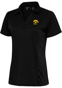 Antigua Iowa Hawkeyes Womens Black Tribute Short Sleeve Polo Shirt