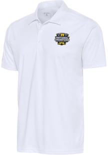 Antigua Michigan Wolverines Mens White 2023 National Champions Offical Logo Short Sleeve Polo