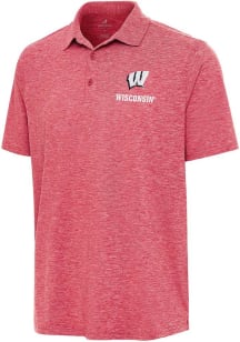 Mens Wisconsin Badgers Red Antigua Par 3 Short Sleeve Polo Shirt
