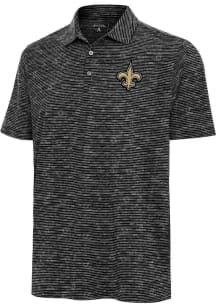 Antigua New Orleans Saints Mens Black Static Watercolor Short Sleeve Polo