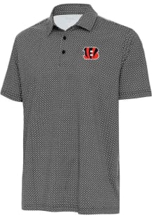 Antigua Cincinnati Bengals Mens Black Tack Short Sleeve Polo