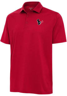 Antigua Houston Texans Mens Red Valid Textured Short Sleeve Polo