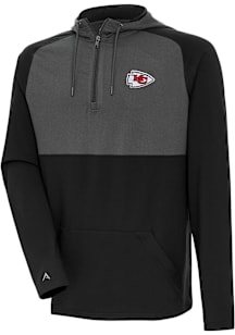 Antigua Kansas City Chiefs Mens Black Fearless Sand Long Sleeve Lightweight Hoodie