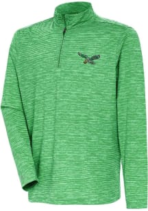 Antigua Philadelphia Eagles Mens Kelly Green Retro Determined Long Sleeve Qtr Zip Pullover