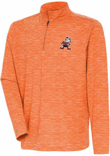 Antigua Cleveland Browns Mens Orange Retro Determined Long Sleeve Qtr Zip Pullover