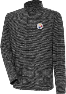 Antigua Pittsburgh Steelers Mens Black Determined Watercolor Long Sleeve Qtr Zip Pullover