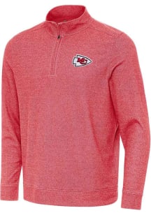 Antigua Kansas City Chiefs Mens Red Subtle Buffed Long Sleeve Qtr Zip Pullover
