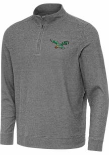 Antigua Philadelphia Eagles Mens Black Retro Subtle Long Sleeve Qtr Zip Pullover