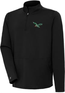 Antigua Philadelphia Eagles Mens Black Retro Lost Long Sleeve Qtr Zip Pullover