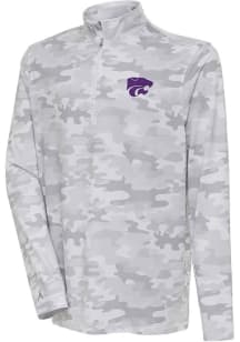 Antigua K-State Wildcats Mens White Discord Camo Long Sleeve 1/4 Zip Pullover