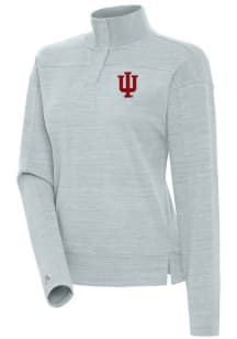 Womens Indiana Hoosiers Grey Antigua Connection Qtr Zip