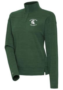 Womens Michigan State Spartans Green Antigua Connection Qtr Zip