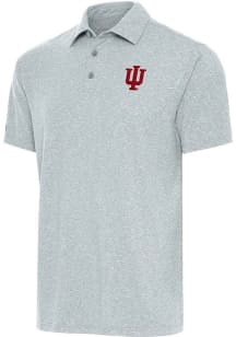 Mens Indiana Hoosiers Grey Antigua Par 3 Short Sleeve Polo Shirt