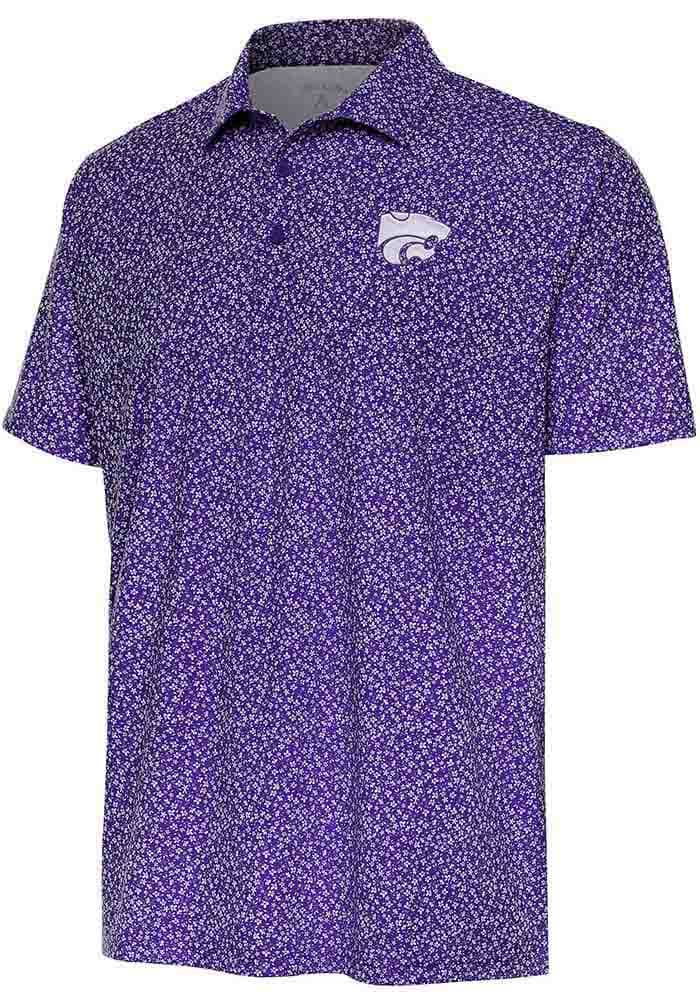 Antigua K-State Wildcats Mens Purple Terrace Floral Short Sleeve Polo