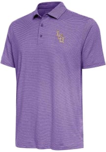 Antigua LSU Tigers Mens Purple Scheme Stripe Short Sleeve Polo