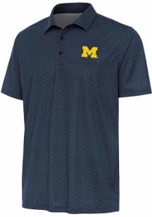 Antigua Michigan Wolverines Mens Navy Blue Relic Floral Short Sleeve Polo