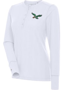 Antigua Philadelphia Eagles Womens White Explore LS Tee