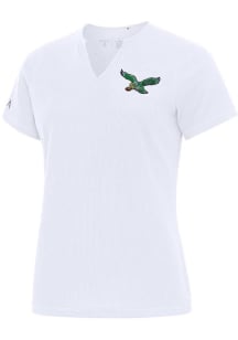 Antigua Philadelphia Eagles Womens White Traveler Short Sleeve T-Shirt