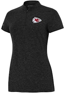Antigua Kansas City Chiefs Womens Black Heirloom Short Sleeve Polo Shirt
