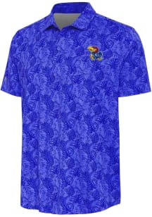 Antigua Kansas Jayhawks Mens Blue Tampa Short Sleeve Dress Shirt