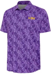 Antigua LSU Tigers Mens Purple Tampa Short Sleeve Dress Shirt