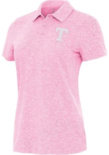 Antigua Texas Rangers Womens Pink Matter Short Sleeve Polo Shirt